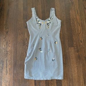 Topshop Checkered Embroidered Dress